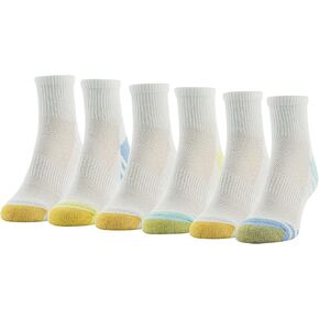 GOLDTOE Women's Half Cushion Sport Quarter Socks with Mesh, 6-Pairs