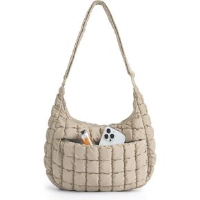 BAGSMART Quilted Puffy Crossbody Bag for Women, Small Cute Hobo Shoulder Purse Soft Fluffy Handbag for Daily Use