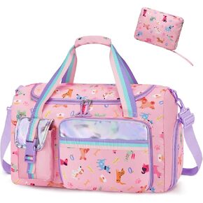 WOOMADA Travel Duffle, Weekend Bag with Wet Pocket & Trolley Sleeve, Gym Dance Bag With Shoe Compartment(Star Turquoise)
