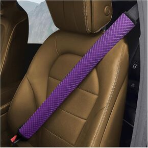 BESULEN Extra Long Car Seat Belt Cover, 2PCS Soft Vehicle Seatbelt Shoulder Strap Cushion Pad, Comfortable Auto Interior Neck Harness Protector Accessories, Universal for SUV RV Truck (Purple)