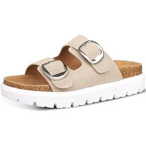Platform Sandals for Women Wedge Chunky Sandal Womens Leather Sandals with Adjustable Buckle Straps and Memory Foam Insole