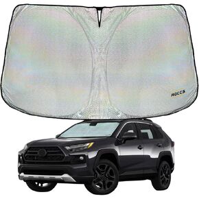 ROCCS Iridescent Windshield Sun Shade fit for 2019-205 Toyota RAV4, Foldable RAV4 Sunshade Front Window Sun Visor Protector Blocks UV Rays Keep Your Car Cooler