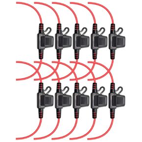 Waterproof Inline Automotive Fuse Holder 10 Pack for Mini Fuse, UL1015 16 Gauge AWG 12 Inches Wire, for ATM Blade Fuse