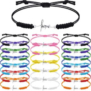 Rtteri 20 Pcs Faith Bracelets Inspirational Birthday Jewelry Gifts Charm Adjustable Religious Gifts for Women Christian