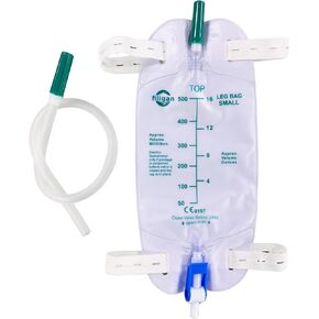 10 Pack Easy-Tap Catheter Leg Bag - 500ml with 18" Tubing, Anti-Reflux Valve, Adjustable Cloth Straps & Flip Drain - Sterile Latex-Free Urinary Drainage Bags