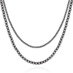 Navajo Pearl Necklace Western Pearl Layered Necklaces Western Jewelry for Women Black Beaded Choker Necklace Trendy Boho Country Concert Outfits Accessories