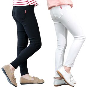 طماق Kiench Girls مع جيوب متماسكة السراويل النحيفة تسحب على jeggings 2 pack