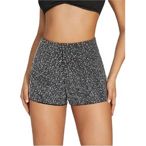 WDIRARA Women's Sparkly Rhinestones Mini Shorts Sexy Glitter Sequins High Waist Bottoms Party Clubwear