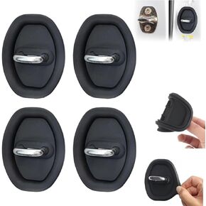 4 Pcs Car Silicone Door Latch Protective Covers, Black, Universal Fit, Door, Silicone Exterior Finish