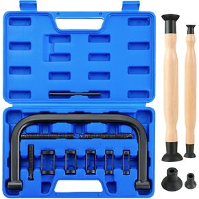 Valve Spring Compressor C Clamp Service Kit with 2 Valve Lappers, Auto Compression C-Clamp Tool Service Kit for ATV, Car, Motorcycle,Small Engine Vehicle Equipment (Blue)