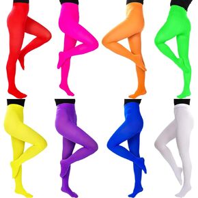8 Pairs Solid Color Opaque Tight Sets 8 Colors Women's 80 Denier Soft High Waist Footed Colored Pantyhose