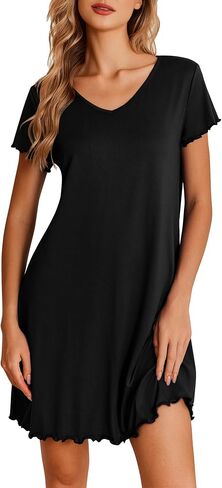 Ekouaer Lightgowns for Women Short Sleeve Sleeve Shirt v Neck Short Shirt Shirt Pullover Soft Ruffledwear S-XXXL in Saudi Arabia