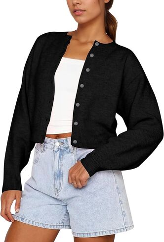 Womens Y2K Cardigan سترة طويلة الأكمام الأكمام الزر أزرار لأعلى متماسكة من القلب والأزهار in Kuwait