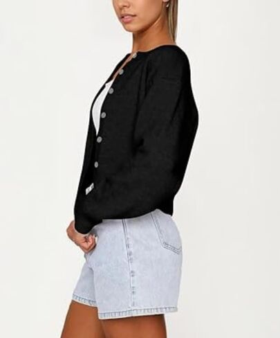 Womens Y2K Cardigan سترة طويلة الأكمام الأكمام الزر أزرار لأعلى متماسكة من القلب والأزهار in Kuwait