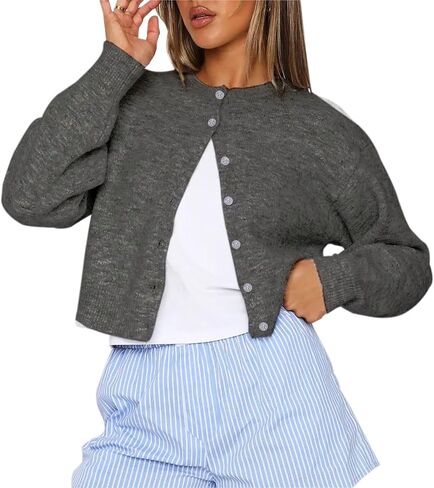 Womens Y2K Cardigan سترة طويلة الأكمام الأكمام الزر أزرار لأعلى متماسكة من القلب والأزهار in Kuwait