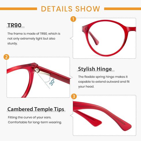 Cyxus Women Blue Light Glasses Fashion Round Computer Blue Ray Blocking Glasses Tr90 Frame Anti Glare Strain in Saudi Arabia