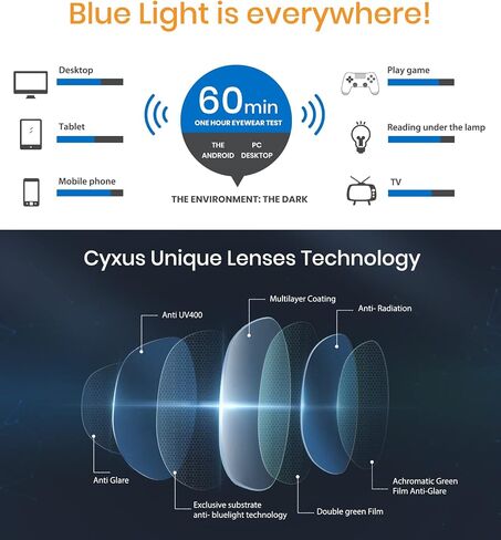 Cyxus Women Blue Light Glasses Fashion Round Computer Blue Ray Blocking Glasses Tr90 Frame Anti Glare Strain in Saudi Arabia