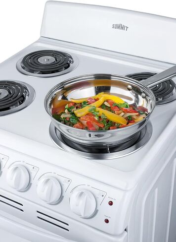 Summit Appliance RE203W 20" Electric Range, 4 Coil Elements, White, 2.3 Cuft Oven Capacity, on Indicator Lights for Oven and Elements in Saudi Arabia