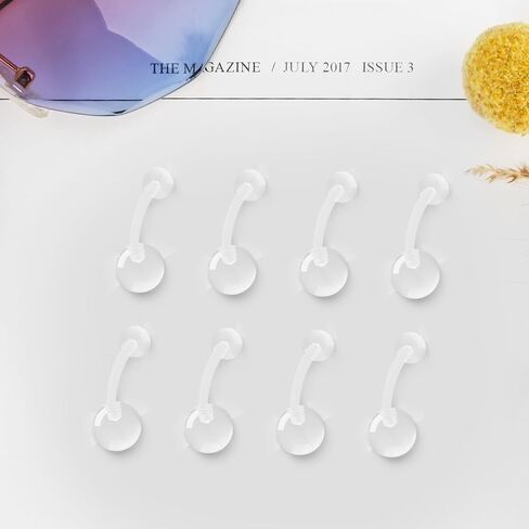 حلقة تثبيت على شكل زر البطن من الأكريليك الشفاف مقاس 14 من CrazyPiercing (8 قطع) in Saudi Arabia