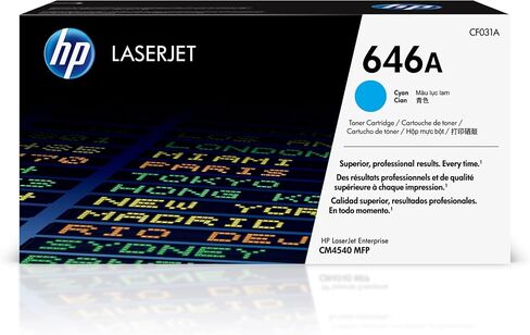 Original HP 646A Cyan Toner Cartridge | Works with HP Color LaserJet Enterprise CM4540 MFP Series | CF031A in Saudi Arabia