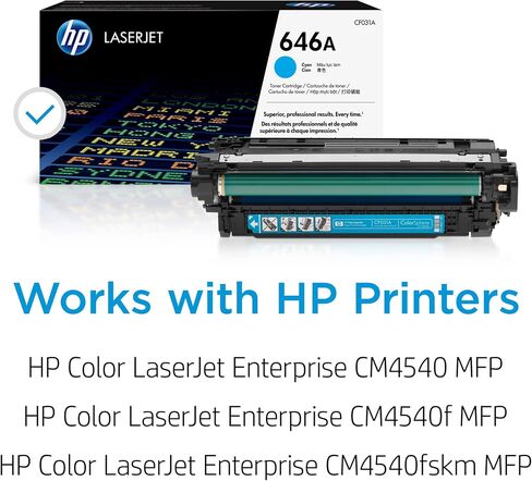 Original HP 646A Cyan Toner Cartridge | Works with HP Color LaserJet Enterprise CM4540 MFP Series | CF031A in Saudi Arabia