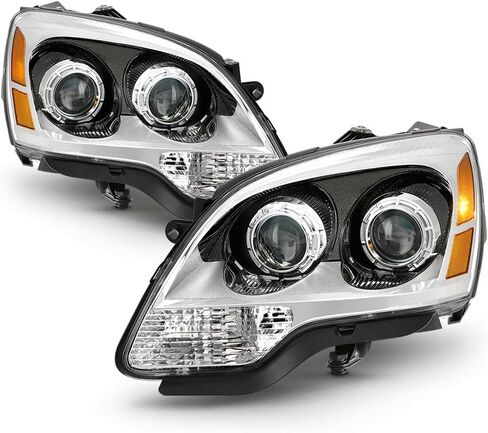 ACANII - For 2007-2012 GMC Acadia OE Halogen Type Chrome Projector Headlights Headlamps Pair Set Driver & Passenger Side in Saudi Arabia