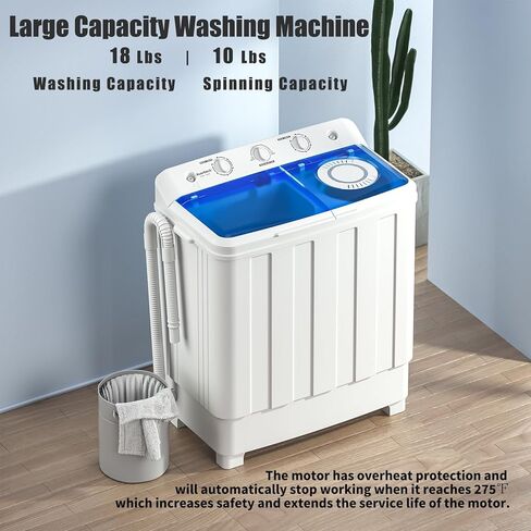 Auertech Portable Washing Machine, 28lbs Mini Twin Tub Washer Compact Laundry Machine with drain dump, Time Control, Semi-automatic 18lbs Washer 10lbs Spinner for Dorms, Apartments, RVs (28 lbs) in Kuwait