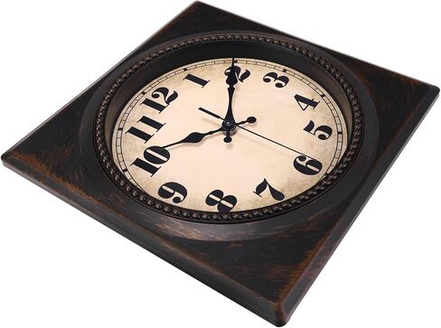 Wall Clock Vintage 1950s Style - Square Retro 12 Inch Wall Clocks Battery Operated for Kitchen Home Decor,Bronze in Saudi Arabia