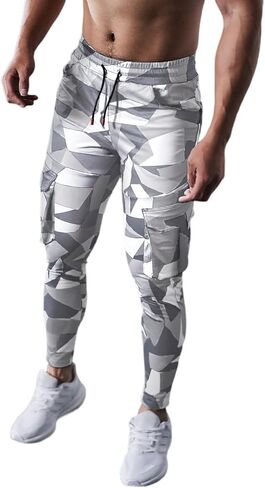 Selected Men's Sweatpants All Season Check Print Cargo Jogger Pants Elasticity Anti-Wrinkle in Saudi Arabia