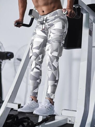 Selected Men's Sweatpants All Season Check Print Cargo Jogger Pants Elasticity Anti-Wrinkle in Saudi Arabia