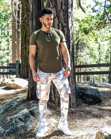 Selected Men's Sweatpants All Season Check Print Cargo Jogger Pants Elasticity Anti-Wrinkle in Saudi Arabia