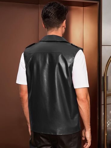 Lars Amadeus Faux Leather Vest for Men's Motorcycle Biker Sleeveless Jacket Zipper Riding PU Vest in Saudi Arabia