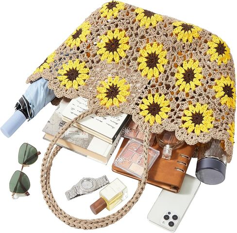 Beach Bags for Women Straw Tote Bag Floral Straw Bag Beach Straw Bag Large Tote Handbag Summer Beach Bag in Saudi Arabia