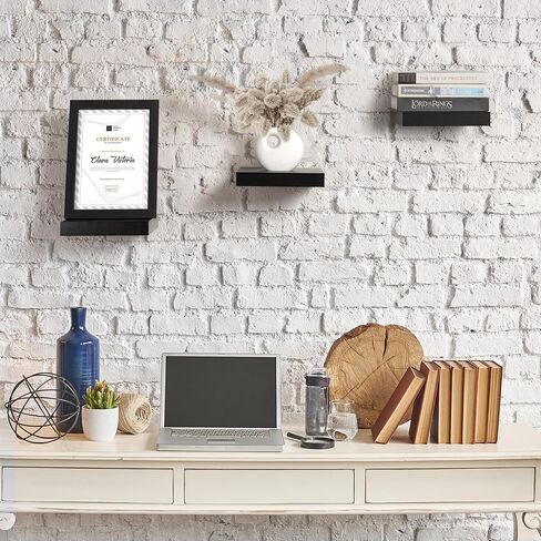 Sorbus Square Floating Shelf for Wall - 3 Small Shelves with Invisible Mounting Brackets for Living Room Decor, Bedroom, Bathroom Decor, Home & Kitchen - 9" White Wall Shelf to Display Photos Trophies in Saudi Arabia