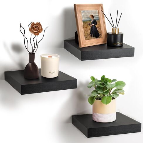Sorbus Square Floating Shelf for Wall - 3 Small Shelves with Invisible Mounting Brackets for Living Room Decor, Bedroom, Bathroom Decor, Home & Kitchen - 9" White Wall Shelf to Display Photos Trophies in Saudi Arabia