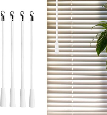 4 PCS الألياف الزجاجية الستائر العصا عصا أعمى جزء مع الستار الخطاف سحب الستائر ليفولور لنوافذ يربط البندقية الستائر العمودية قطع الغيار مفتوحة وإغلاق الستائر (4 ، 17inch) in Kuwait