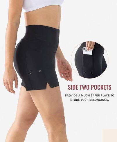 Women's 5" High Waisted Swim Board Shorts with Pockets Quick Dry UPF 50+ Beach Shorts with Liner in Saudi Arabia