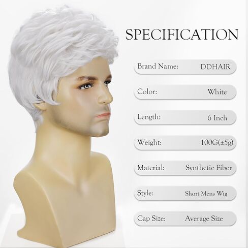 DDHAIR Short Green Wig Men, Natural Wavy Textured Synthetic Heat Resistant Hair for Mens Cosplay Halloween (Green) in Saudi Arabia