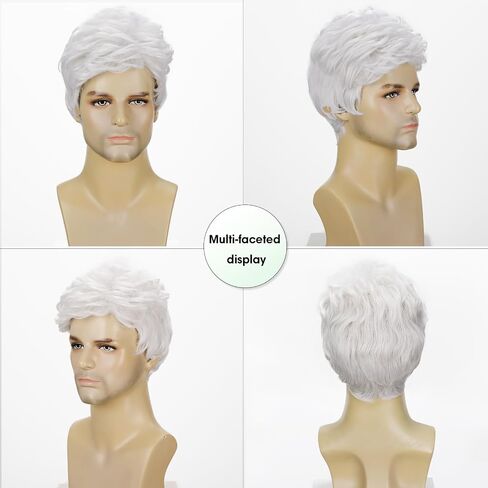 DDHAIR Short Green Wig Men, Natural Wavy Textured Synthetic Heat Resistant Hair for Mens Cosplay Halloween (Green) in Saudi Arabia