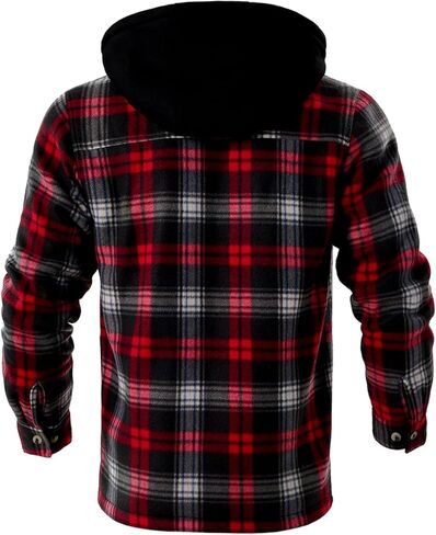 TanBridge Men's Cotton Plaid Shirts Jacket Full Zip Fleece Flannel Sherpa Lined Hoodies Heavyweight Hoodies Jacket for Men in Kuwait