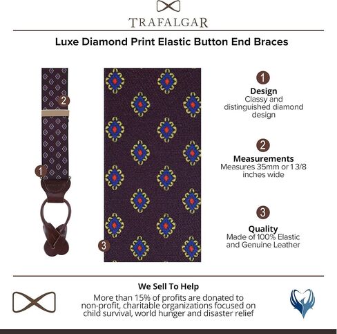 Trafalgar Men's Luxe Diamond Elastic Button End Braces in Saudi Arabia
