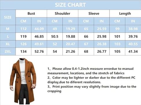 Men's Double Breasted Long Trench Coat Winter Notch Lapel Windbreaker Overcoat Casual Slim Business Pea Jacket in Saudi Arabia