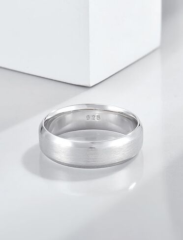 خاتم زفاف Starchenie 6mm للرجال Solid 925 Sterling Silver Comfort Fit Fit Brished Matte Pinfled Edge (Size 8-12) - الفضة والذهب والأسود in Saudi Arabia
