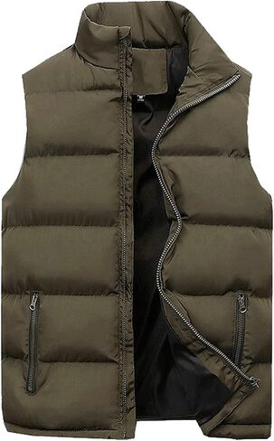 Mens Outerwear Puffer Vests Casual Sleeveless Windbreakers Jackets with Removable Hood Big Tall Cotton Quilted Jackets in Saudi Arabia