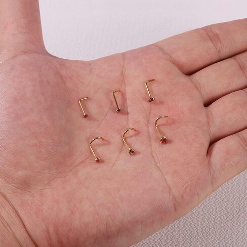 PunkTracker 20G Black/Gold Nose Ring Nose Stud Set 2mm 2.5mm 3mm Surgical Steel Nose Studs CZ Gem Nose Piercing Jewellery for Women Men 6PCS in Saudi Arabia