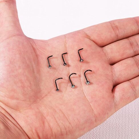 PunkTracker 20G Black/Gold Nose Ring Nose Stud Set 2mm 2.5mm 3mm Surgical Steel Nose Studs CZ Gem Nose Piercing Jewellery for Women Men 6PCS in Saudi Arabia