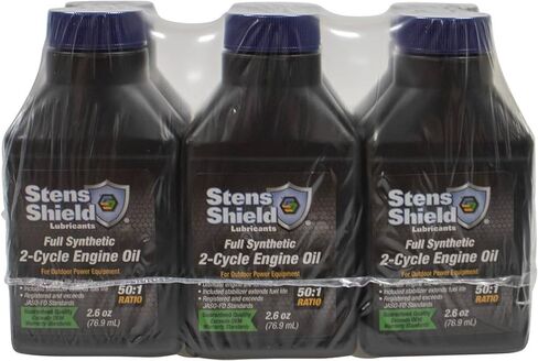 Stens Shield 2 Cycle Engine Oil 770-264, Full Synthetic 2 Stroke Oil, Engine Oil for Outdoor Power Equipment, Twenty-Four 2.6 oz. Bottles/case, 1 Bottle Makes 1 Gallon of 50 to 1 Fuel Mix, Blue Oil in Saudi Arabia