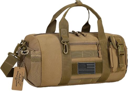 ArcEnCiel Small Tactical Duffle Bag Men Gym Pack Military Molle Shoulder Bags Shoes Storage Sports Handbag with Patch (Black) in Kuwait