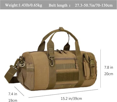 ArcEnCiel Small Tactical Duffle Bag Men Gym Pack Military Molle Shoulder Bags Shoes Storage Sports Handbag with Patch (Black) in Kuwait