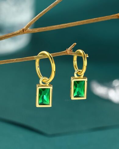 COCHARM 16G Clicker Rook Earrings Gold Plated Rook Piercing Jewelry Stainless Steel Green CZ Helix Eyebrow Piercing Rings Dangling in Saudi Arabia